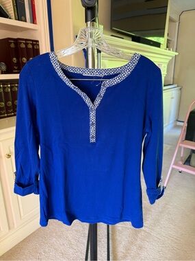 Karen Scott split-neck knit Henley top